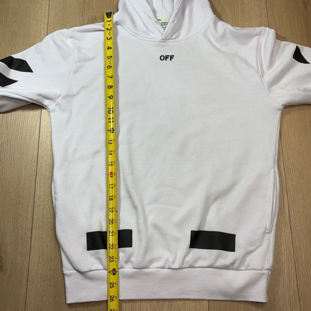 Off-White c/o Virgil Abloh Rive Gauche Arrow Hoodie White Black Mens Large - Picture 9 of 9